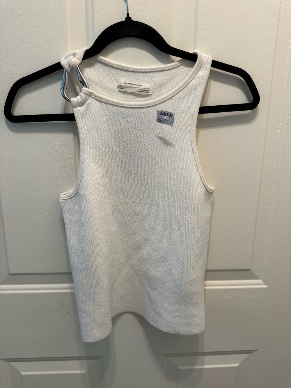 Anthropologie White Knotted-Shoulder Tank Top
